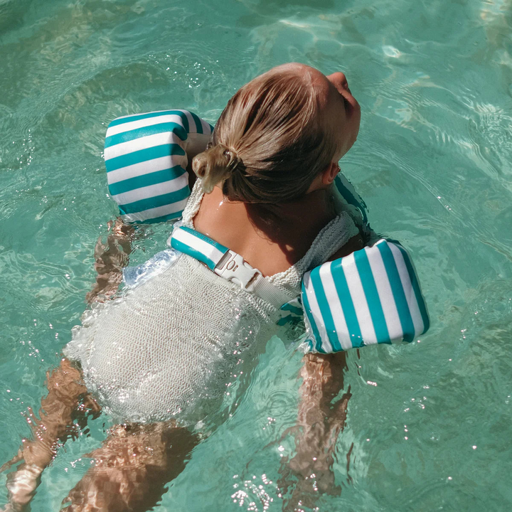 SunnyLife Floatie Jacket 3-6 in Poppy the Peach Green Stripe