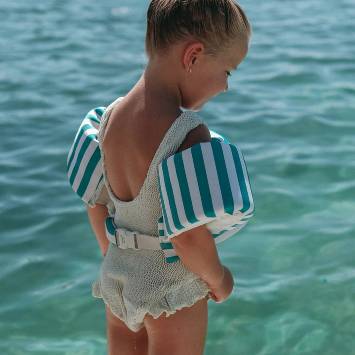 SunnyLife Floatie Jacket 3-6 in Poppy the Peach Green Stripe