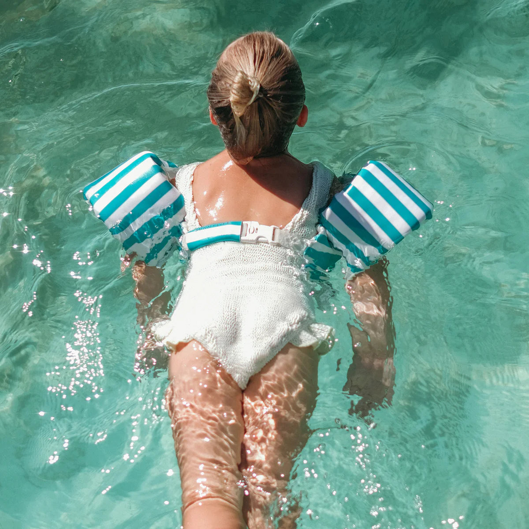 SunnyLife Floatie Jacket in Poppy the Peach Green Stripe