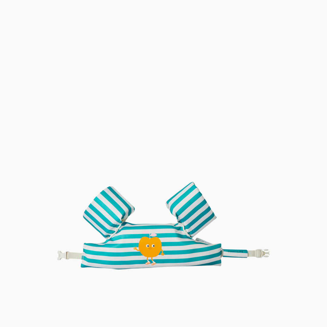 SunnyLife Floatie Jacket 3-6 in Poppy the Peach Green Stripe