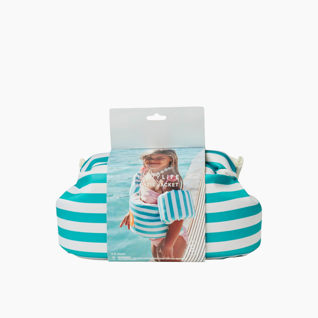 SunnyLife Floatie Jacket 3-6 in Poppy the Peach Green Stripe