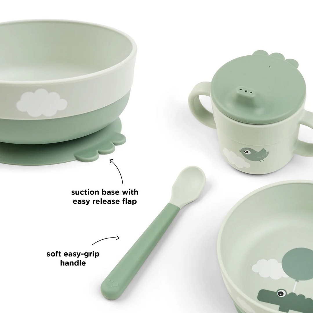 Done By Deer Foodie First Meal Set in Happy Clouds Green