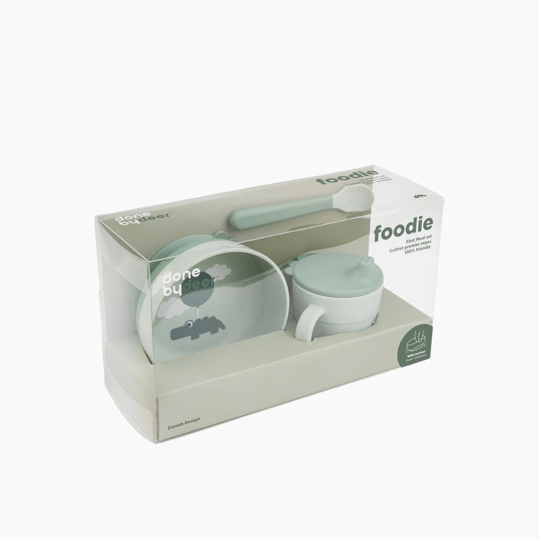 Done By Deer Foodie First Meal Set in Happy Clouds Green