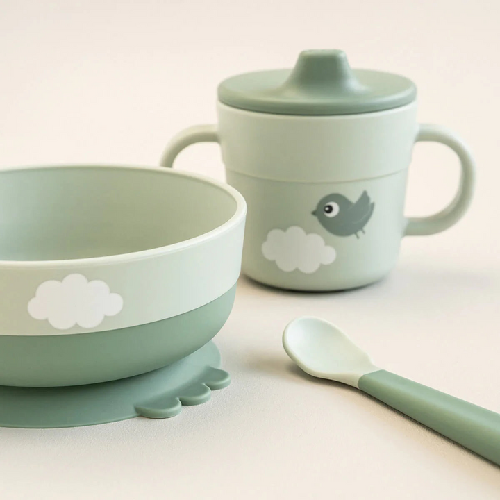 Done By Deer Foodie First Meal Set in Happy Clouds Green