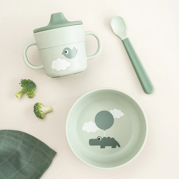 Done By Deer Foodie First Meal Set in Happy Clouds Green