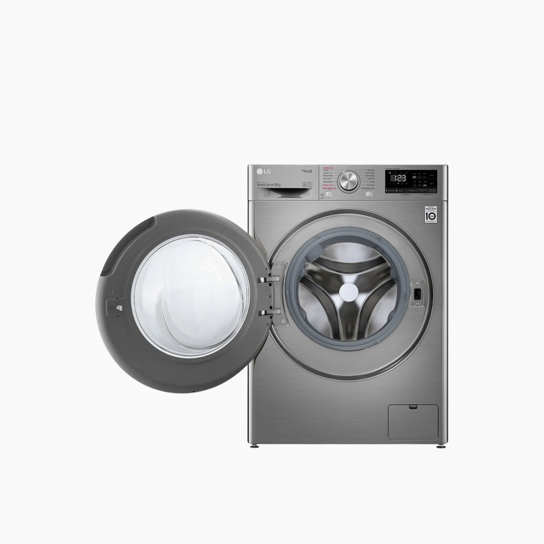 LG Front Load Washer 8KG AI Direct Drive Motor Steam Silver