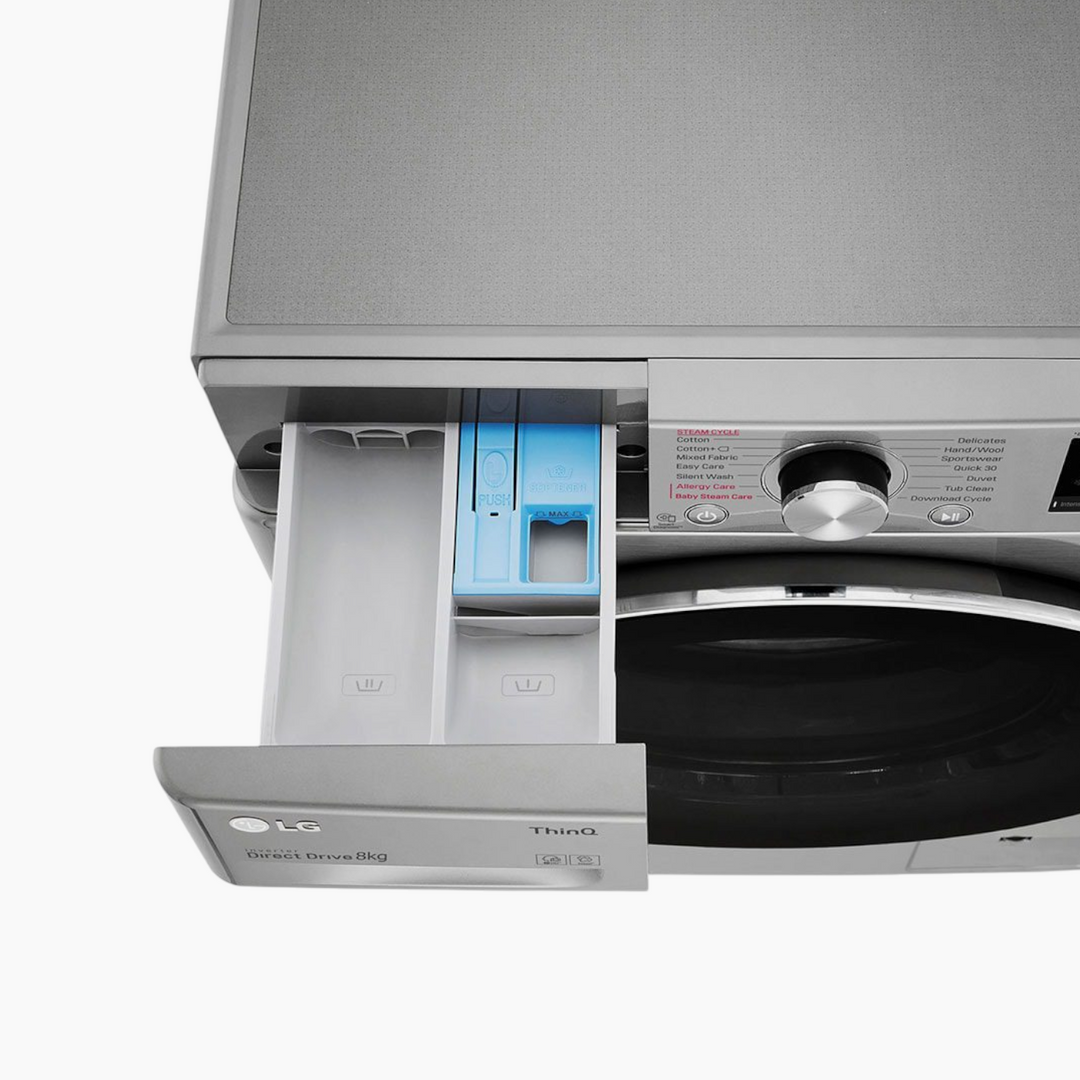 LG Front Load Washer 8KG AI Direct Drive Motor Steam Silver