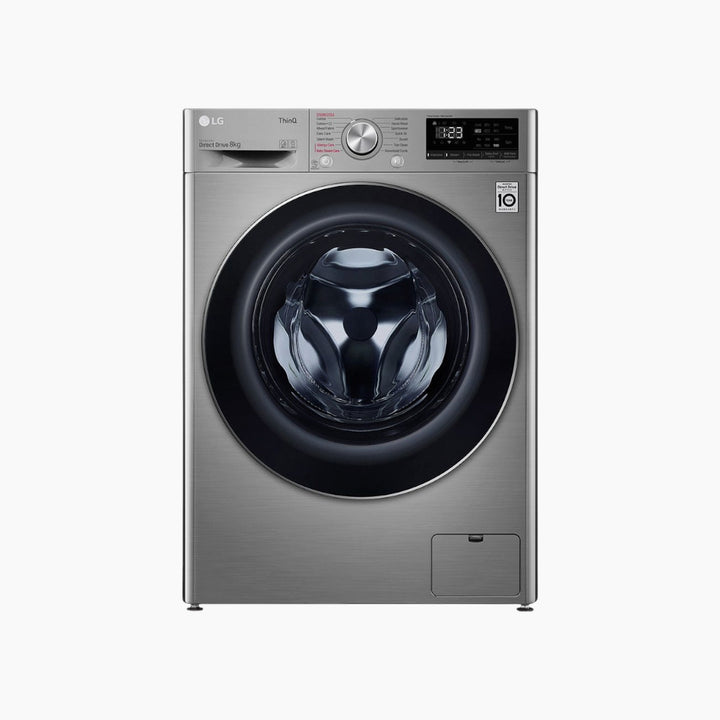 LG Front Load Washer 8KG AI Direct Drive Motor Steam Silver