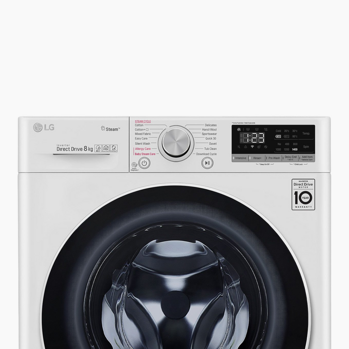 LG Front Load Washer 8KG AI Direct Drive Motor Steam White