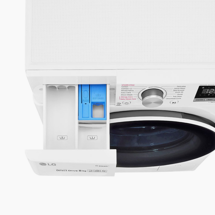 LG Front Load Washer 8KG AI Direct Drive Motor Steam White