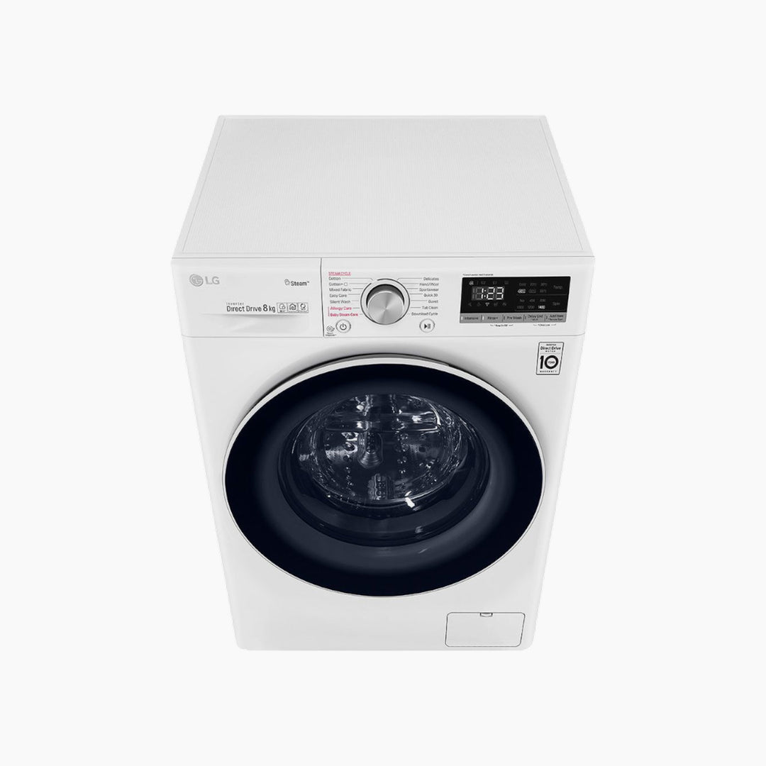 LG Front Load Washer 8KG AI Direct Drive Motor Steam White