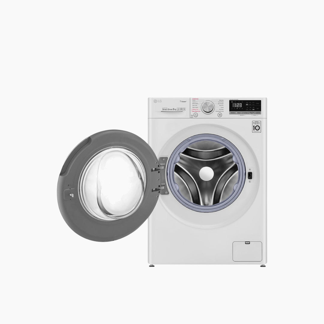 LG Front Load Washer 8KG AI Direct Drive Motor Steam White