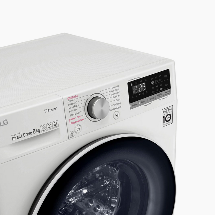 LG Front Load Washer 8KG AI Direct Drive Motor Steam White