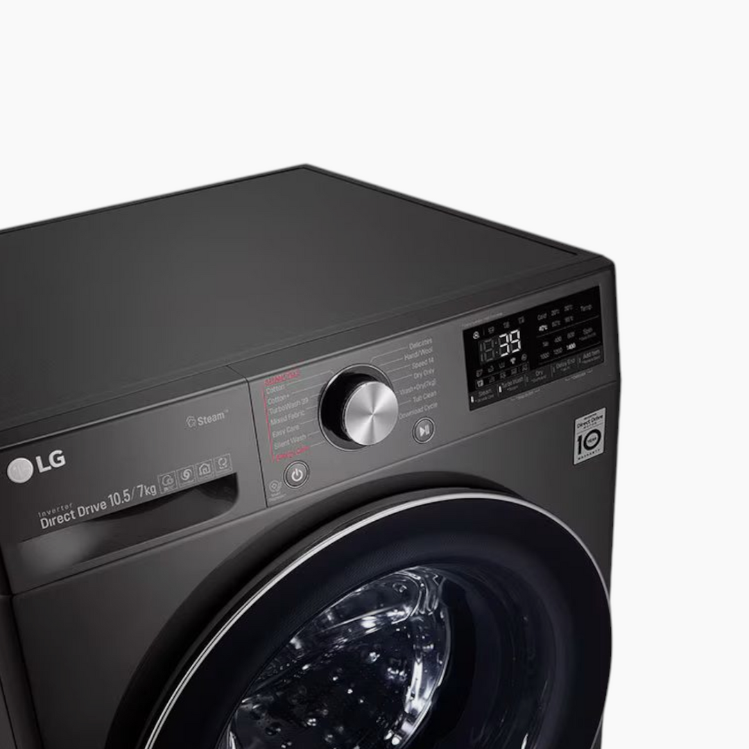 LG Front Load Washer &amp; Dryer 10.5/7KG AI DD TurboWash360 Black Steel