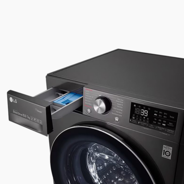 LG Front Load Washer &amp; Dryer 10.5/7KG AI DD TurboWash360 Black Steel