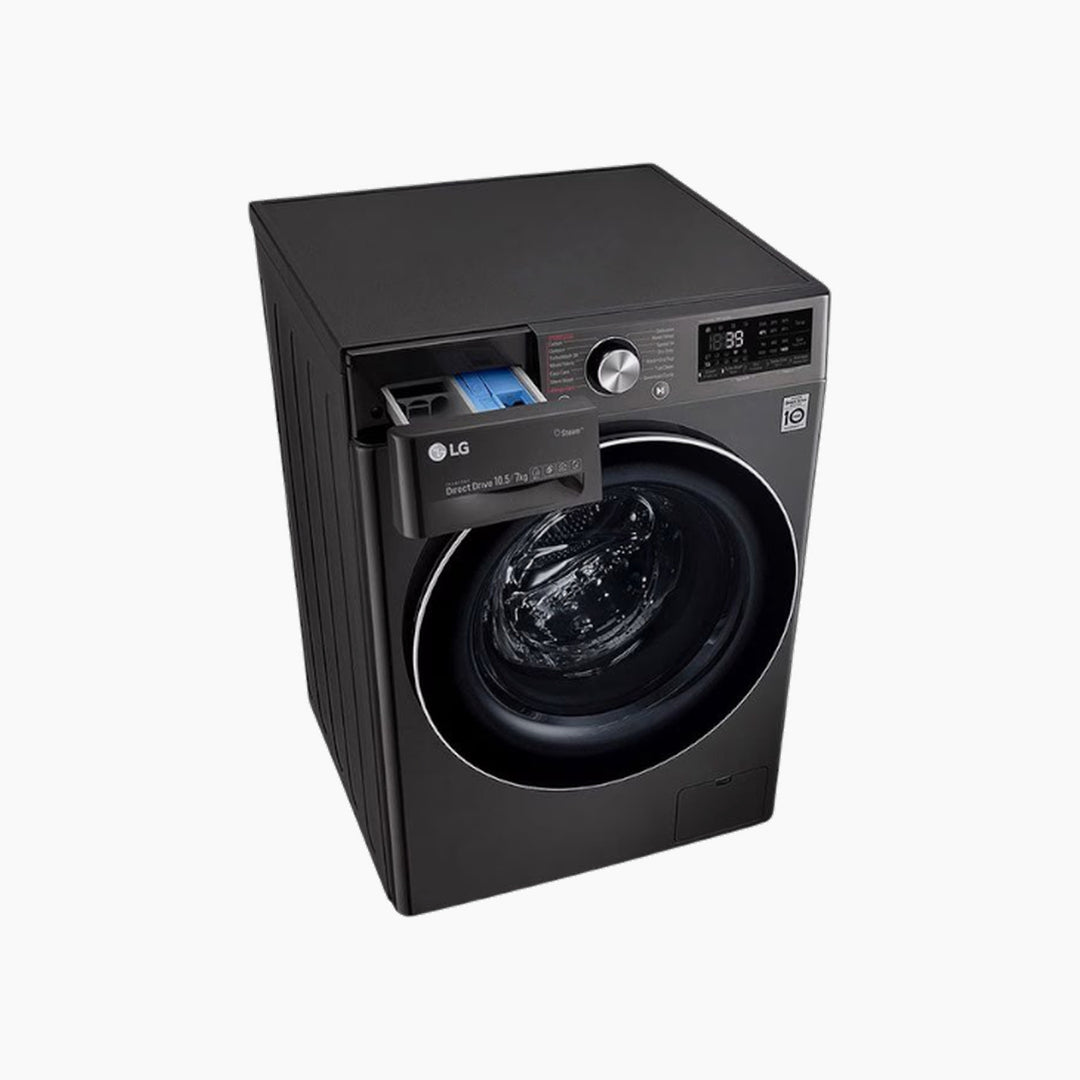 LG Front Load Washer &amp; Dryer 10.5/7KG AI DD TurboWash360 Black Steel
