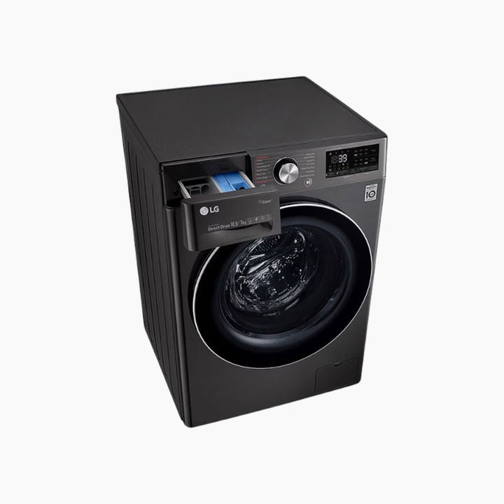 LG Front Load Washer &amp; Dryer 10.5/7KG AI DD TurboWash360 Black Steel