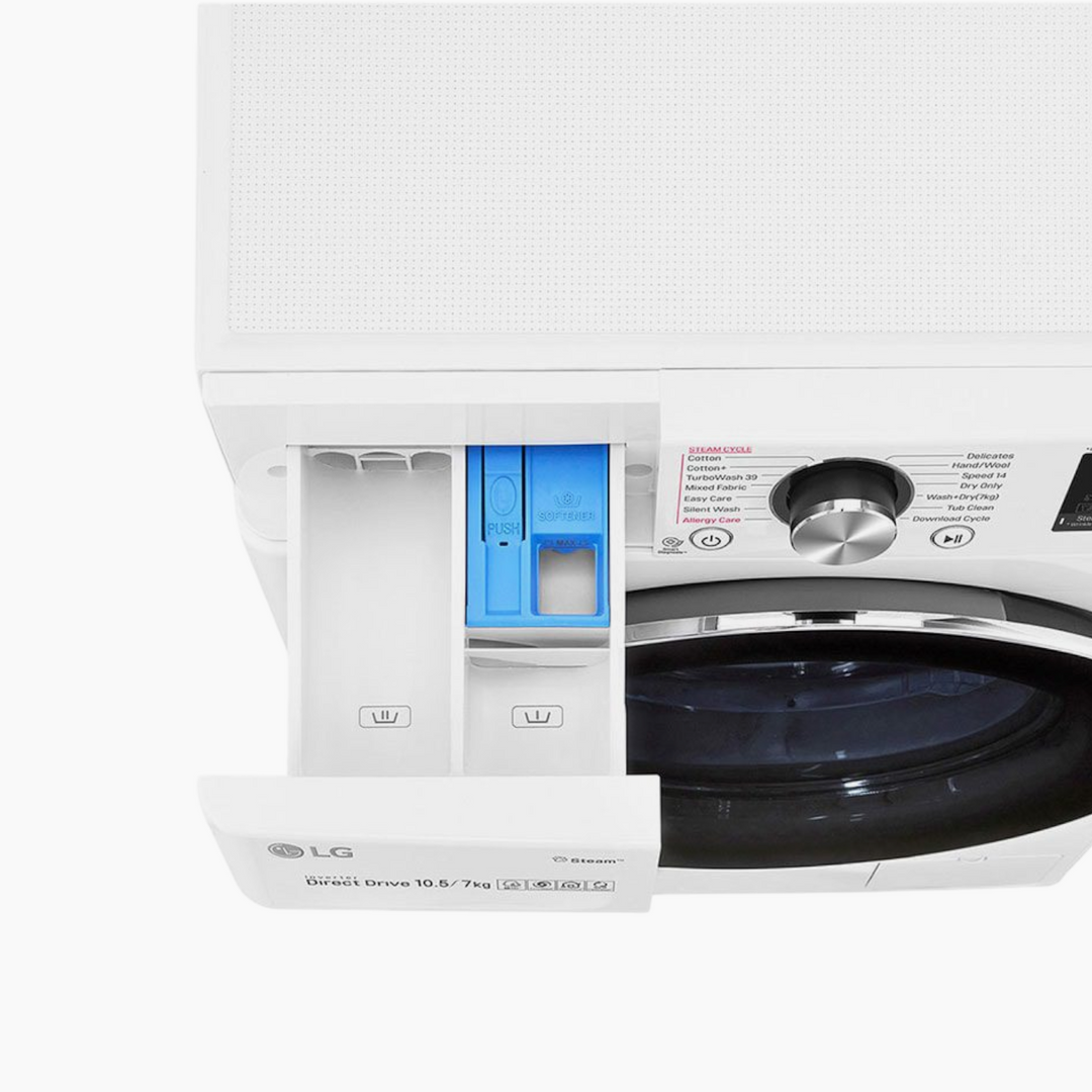 LG Front Load Washer &amp; Dryer 10.5/7KG AI DD TurboWash360 White
