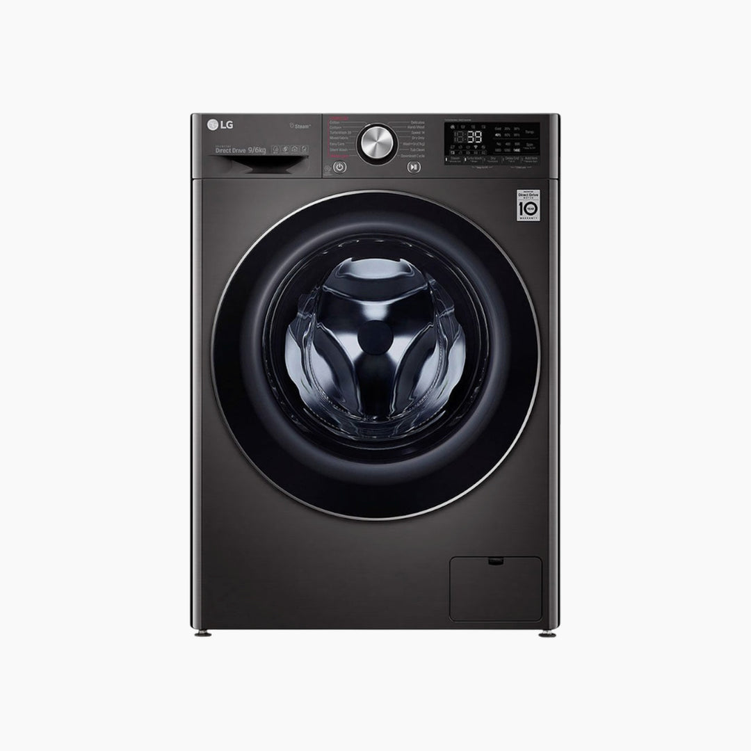 LG Front Load Washer &amp; Dryer 9/6KG, AI DD TurboWash 360 Black Steel