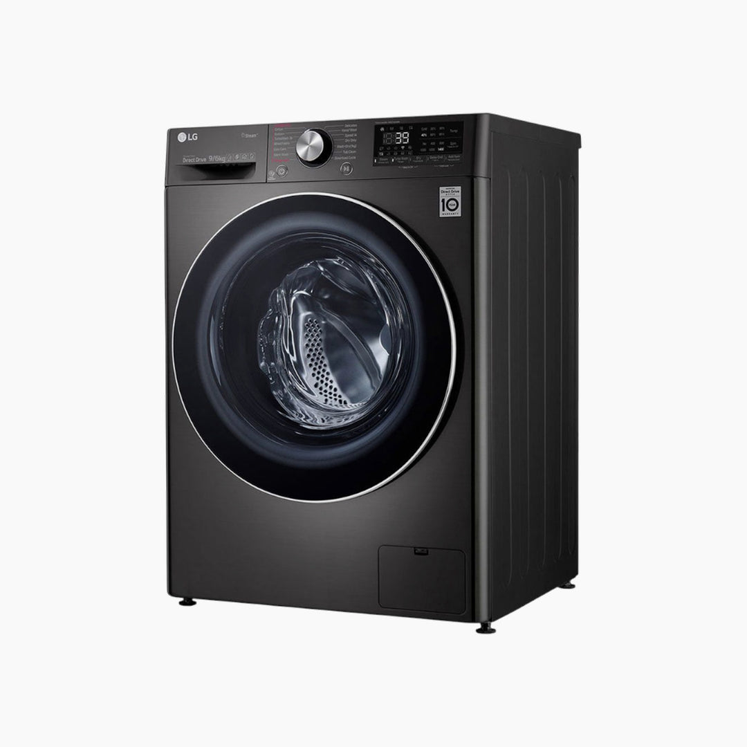 LG Front Load Washer &amp; Dryer 9/6KG, AI DD TurboWash 360 Black Steel
