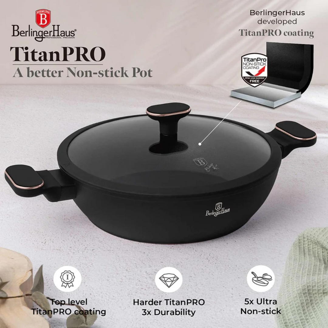 Berlinger Haus Frying Pan with Two Handles and Lid, 28 cm