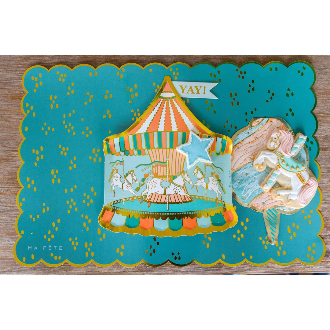 Ma Fete Fun Fair Paper Placemats Two Shades of Blue - Set of 4