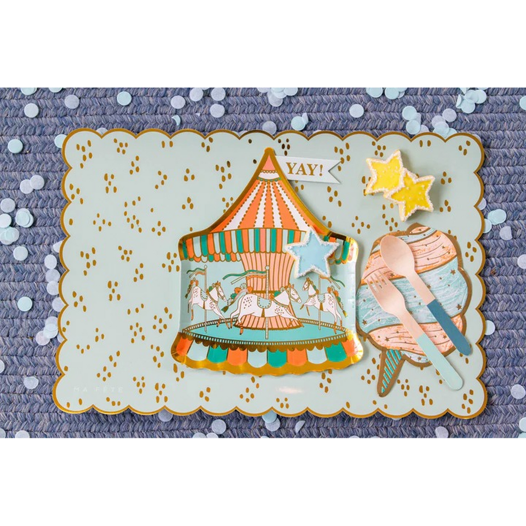 Ma Fete Fun Fair Paper Placemats Two Shades of Blue - Set of 4