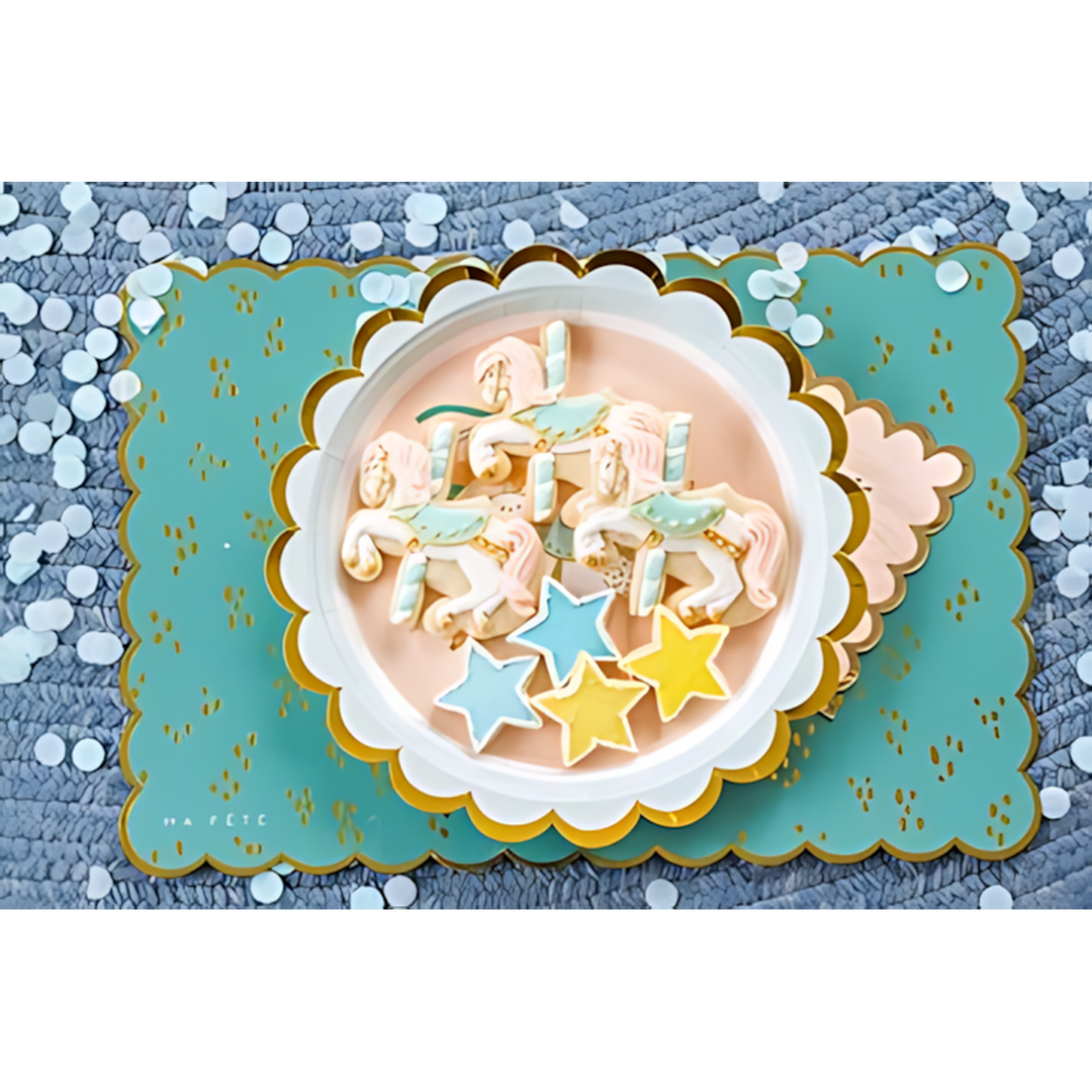 Ma Fete Fun Fair Paper Placemats Two Shades of Blue - Set of 4