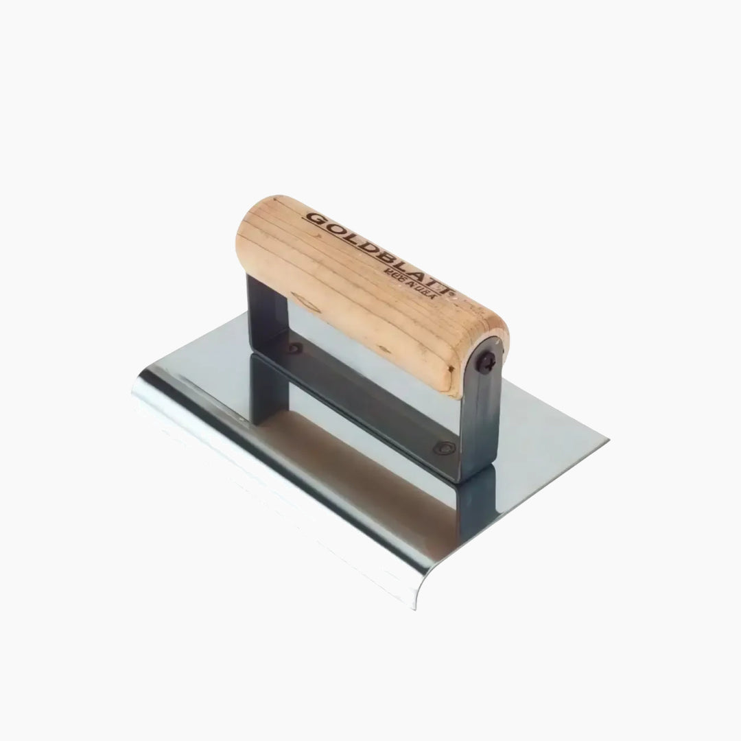 Goldblatt 6 x 1/4 inch Stainless Steel Corner Trowel with Wood Handle