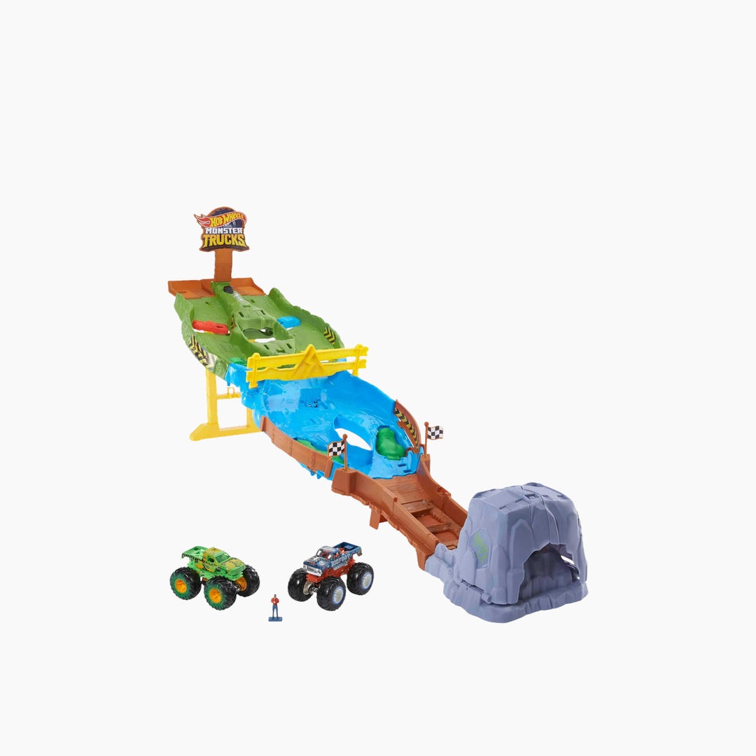 Gb Hw Monster Trucks Playset With 2 1:64 Scale Toy Trucks