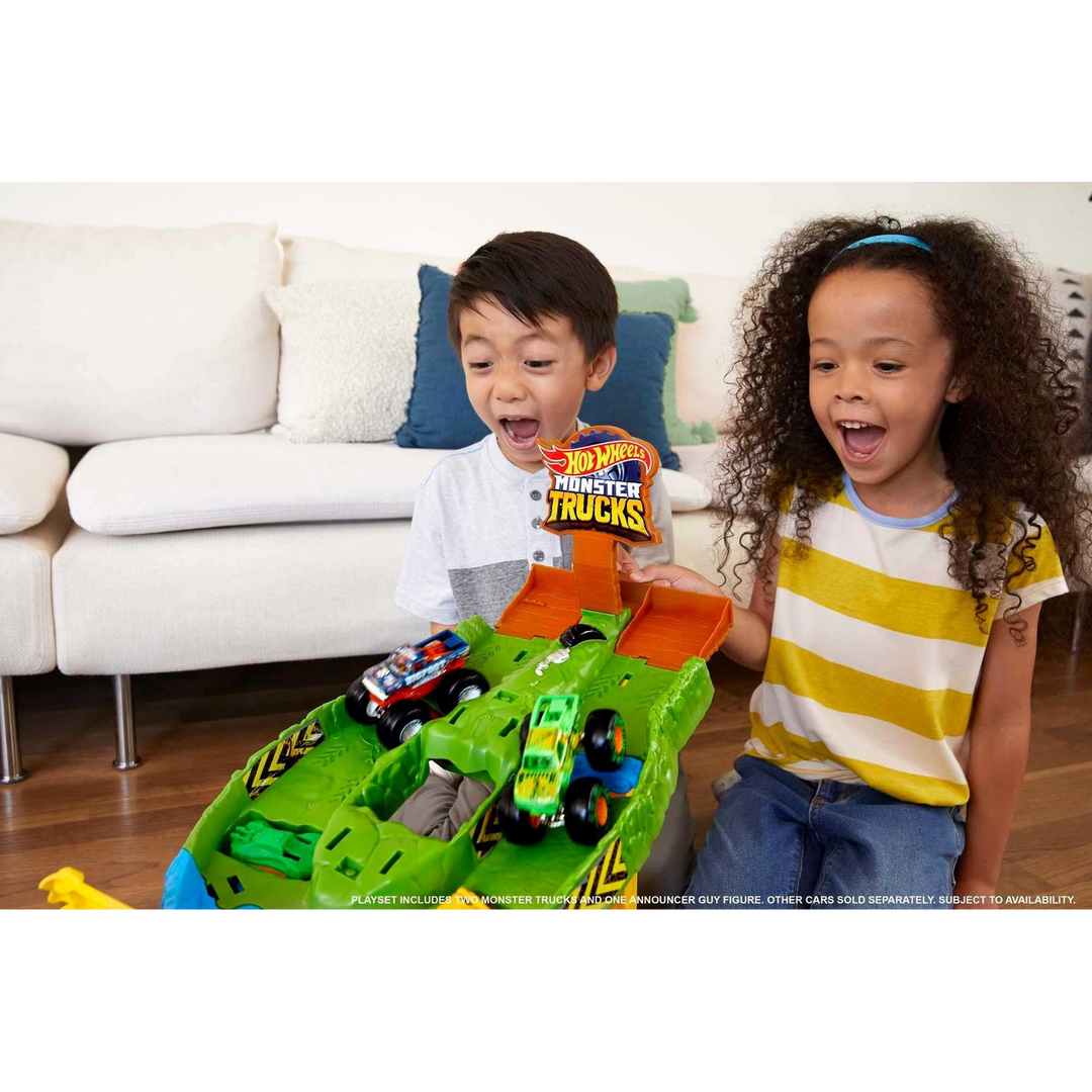 Gb Hw Monster Trucks Playset With 2 1:64 Scale Toy Trucks
