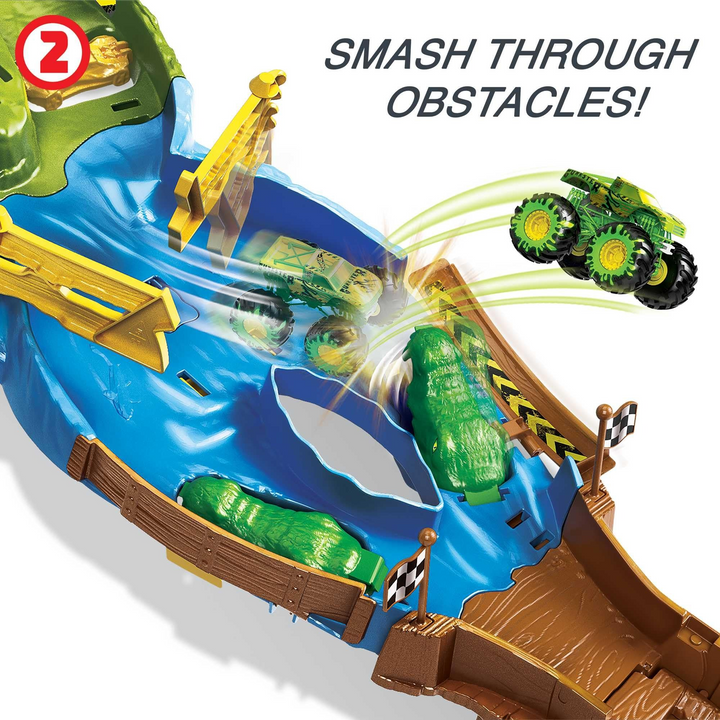 Gb Hw Monster Trucks Playset With 2 1:64 Scale Toy Trucks