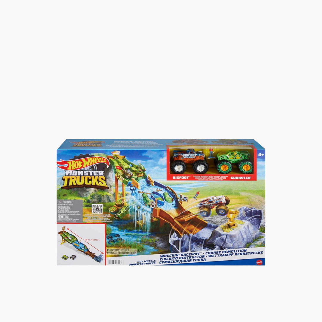 Gb Hw Monster Trucks Playset With 2 1:64 Scale Toy Trucks