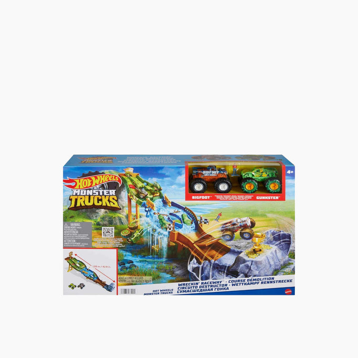 Gb Hw Monster Trucks Playset With 2 1:64 Scale Toy Trucks