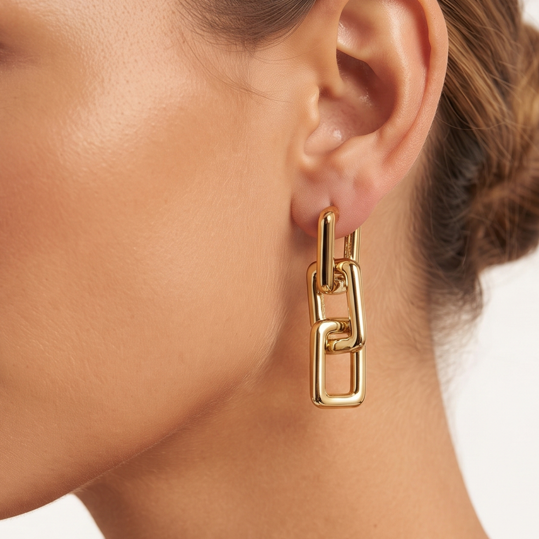 Gold Link Earrings