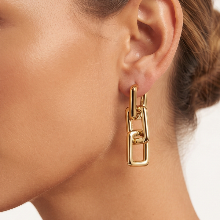 Gold Link Earrings