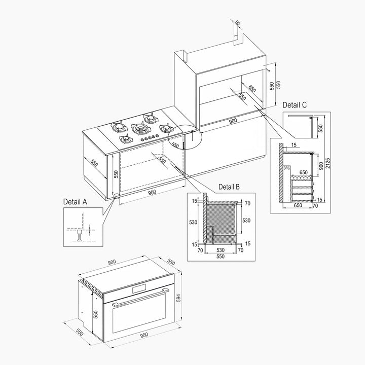 MONDIN Inox and Crystal Gas Oven 90cm
