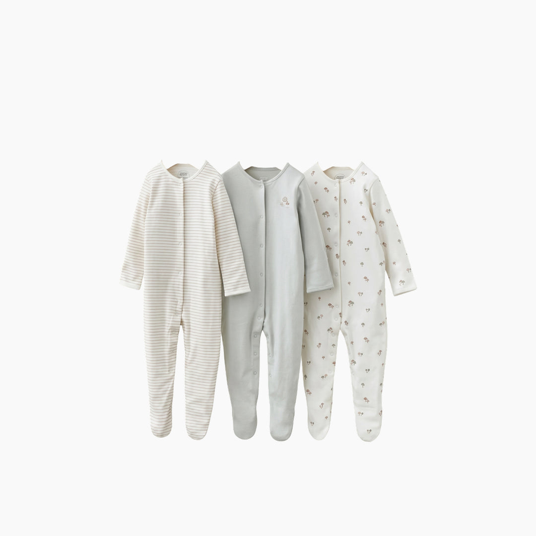 Mamas &amp; Papas 3 Pack Mushroom Sleepsuit