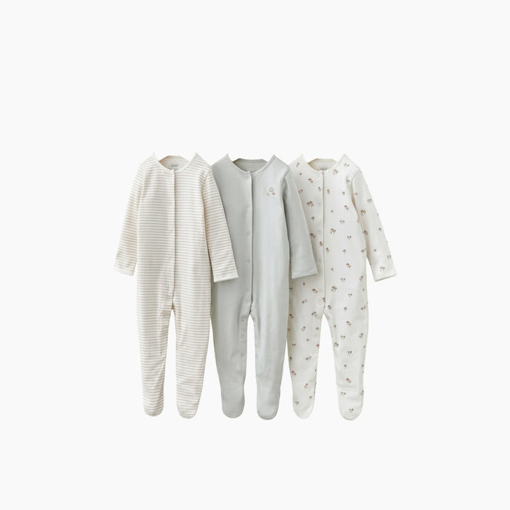 Mamas &amp; Papas 3 Pack Mushroom Sleepsuit
