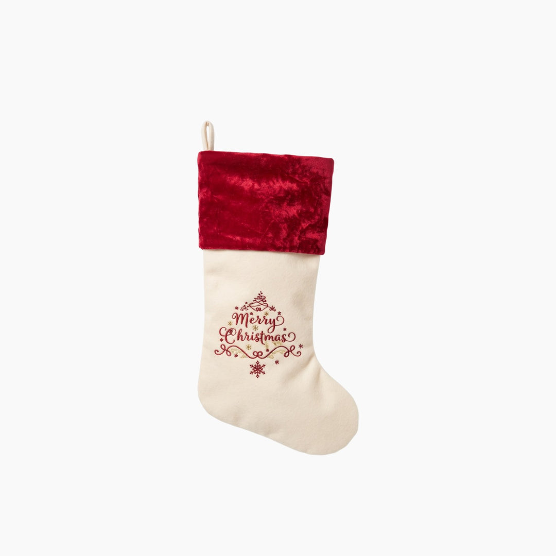 Fabric White W/Red Border Tree