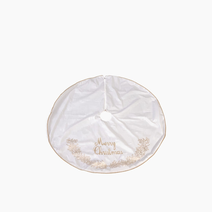 Fabric White Gold Tree Skirt
