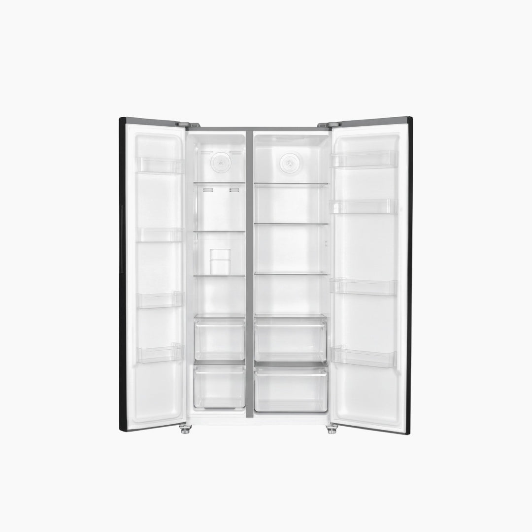 METALUX Side-by-Side Fridge 442L Glass Black