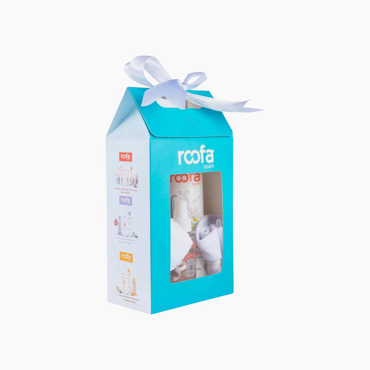 Roofa small gift package for sensitive skin with cotton bib and burp cloth