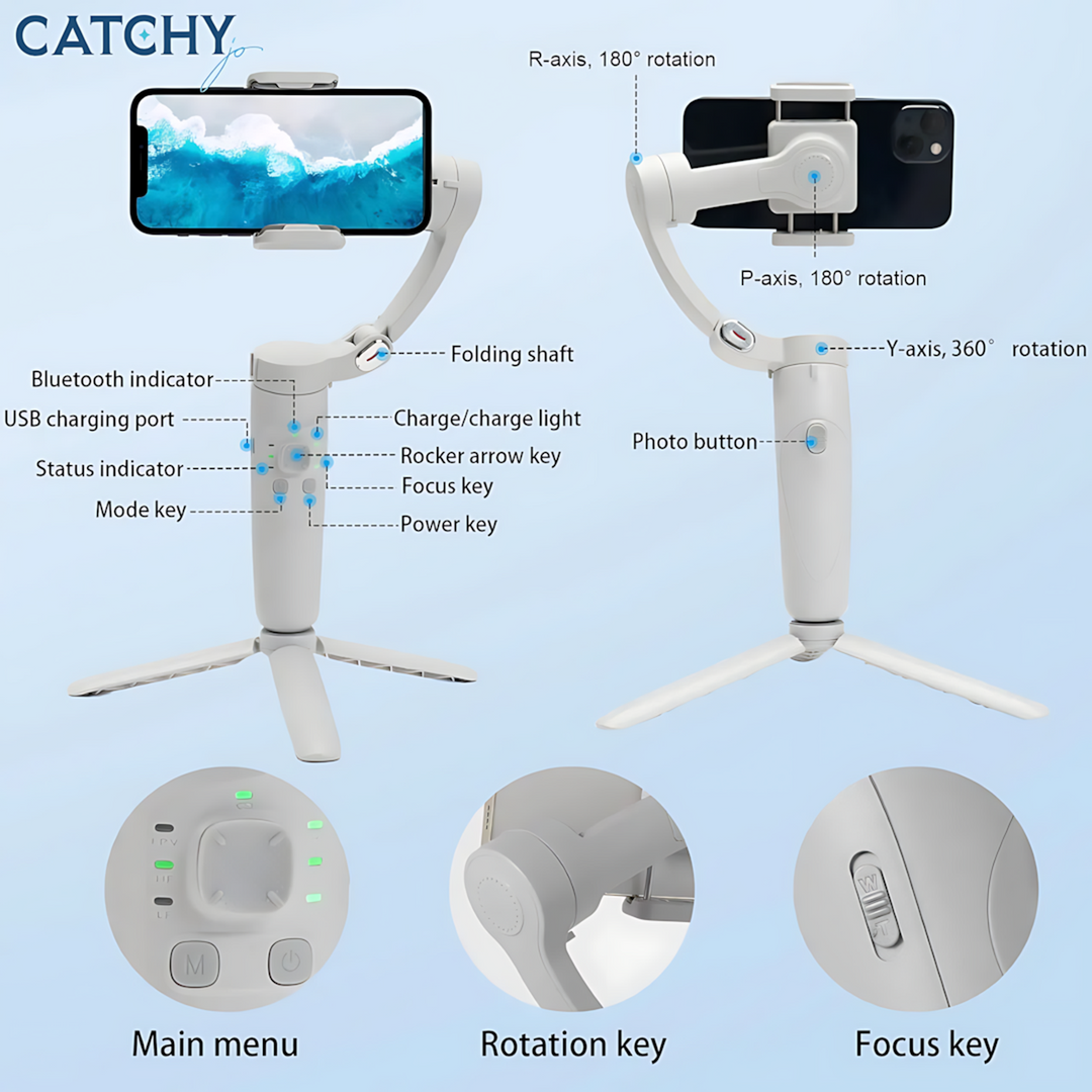 Gimbal portable handheld stabilizer with face object tracking