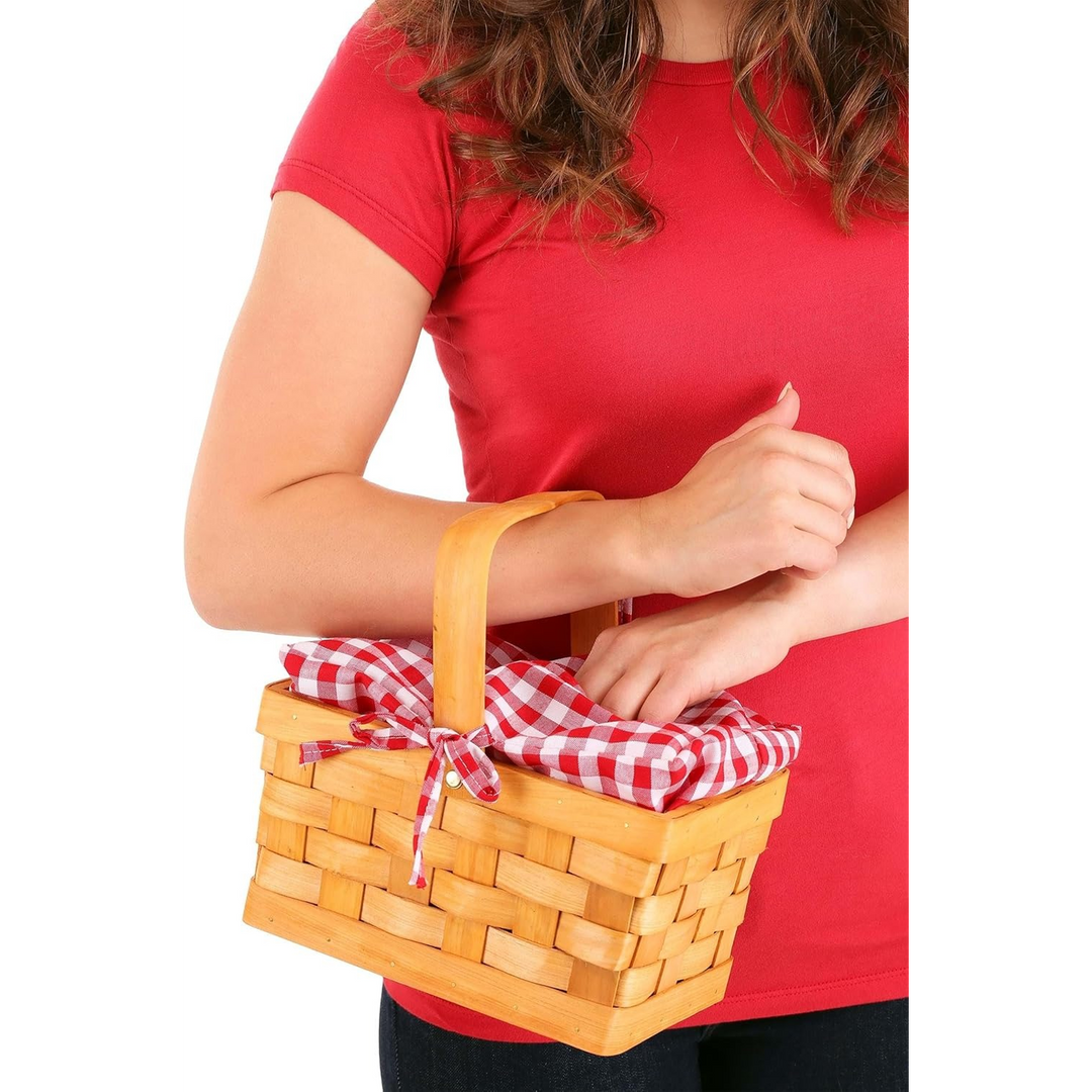 سلة يد محبوكة بنقشة الجينغهام