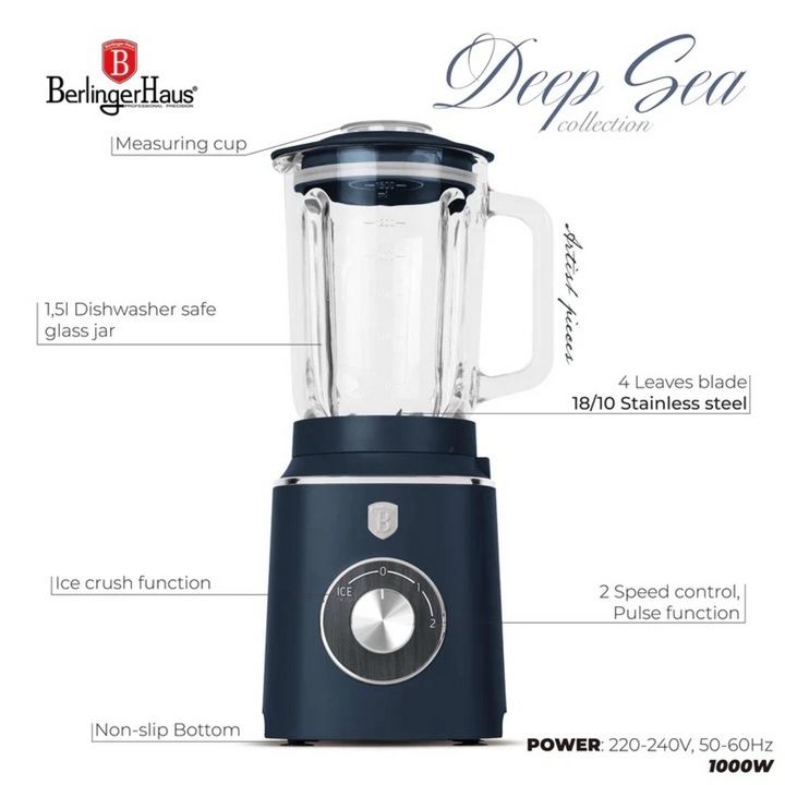 Berlinger Haus Glass Blender, 1.5 Liter Capacity