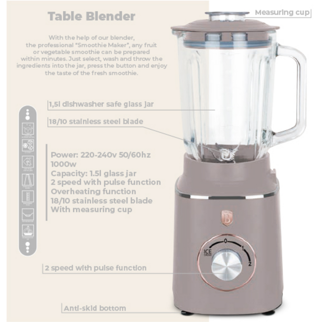 Berlinger Haus Glass Blender, 1.5 Liter Capacity