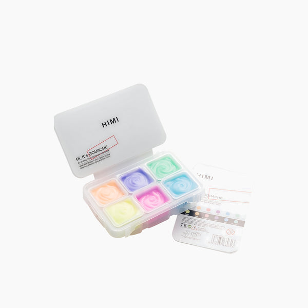 Himi Bright Color Glow In The Dark Gouache Paint Set Jelly Cup 23 mL 6 Colors Purple