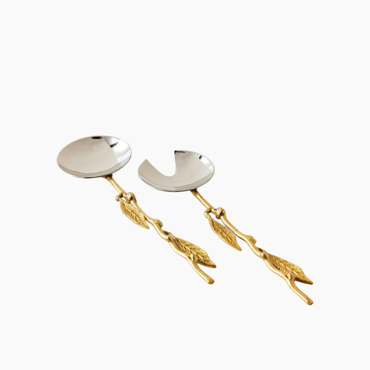 Gold And Silver Leaf Salad Spoon