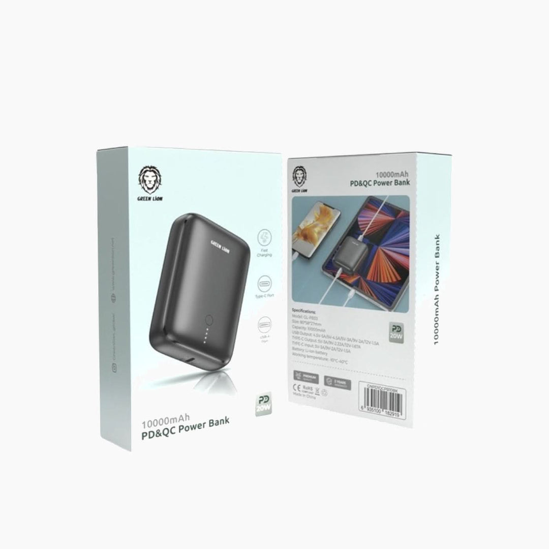 Green Lion 10000mAh PD &amp; QC power bank with USB-A and Type-C ports